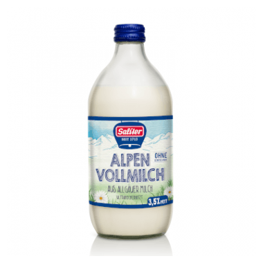 Alpen Vollmilch 3,5 % Fett 500 ml Glasflasche