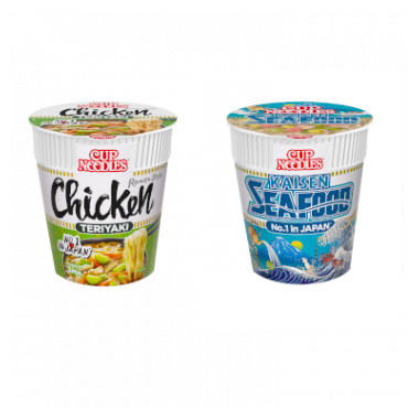 Nissin Cup Noodles Chicken Teriyaki, Nissin Cup Noodles Kaisen Seafood