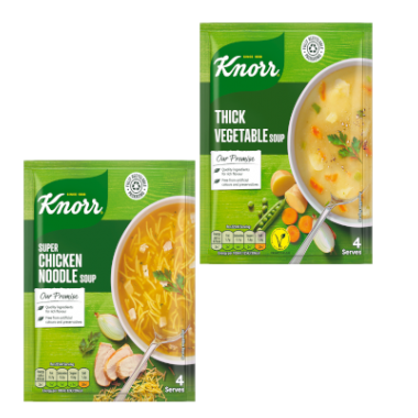 Knorr Super Chicken Noodle Soup, Knorr Thick Vegetable Soup