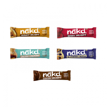 Nakd Barritas Peanut delight | Berry delight | Cocoa delight | Blueberry muffin | Salted Caramel