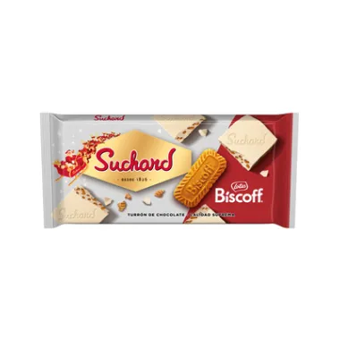 Turrón Suchard blanco con Biscoff