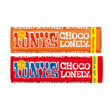 Tony's Chocolonely Barres Chocolat Lait Caramel ou Chocolat Lait