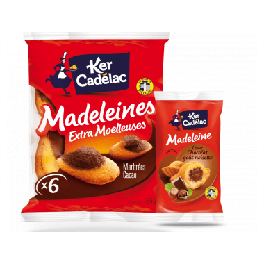 Madeleines Marbrées et Cœur Chocolat Goût Noisette