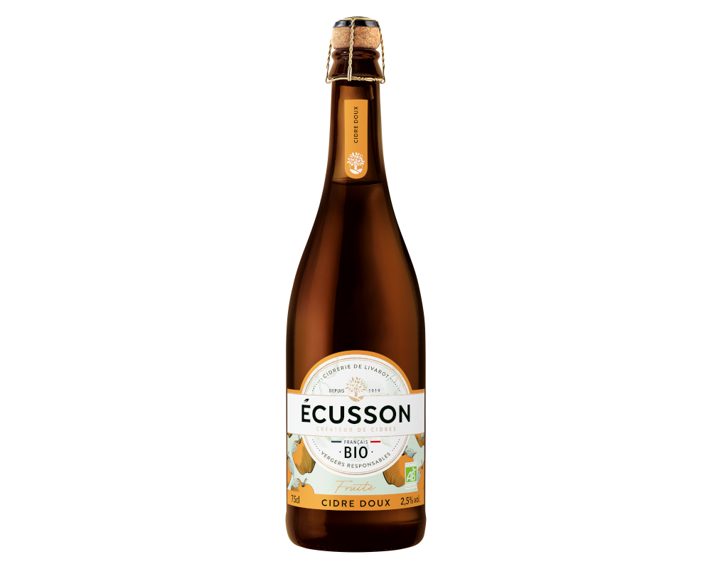 Ecusson Cidre Doux Fruité Bio Ecusson, pur jus, IPG Normandie 75cl