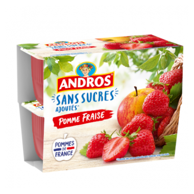 Andros Dessert Fruitier Sans Sucres Ajoutés Pomme Fraise