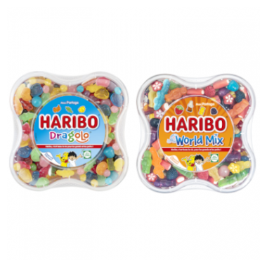 Haribo Boites World Mix 750g et Dragolo 750g