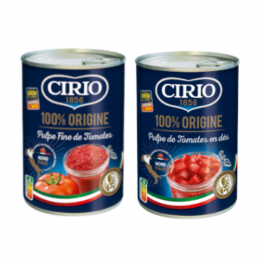Cirio Pulpe en dés & Pulpe fine de tomates 100% Origine Nord Italie